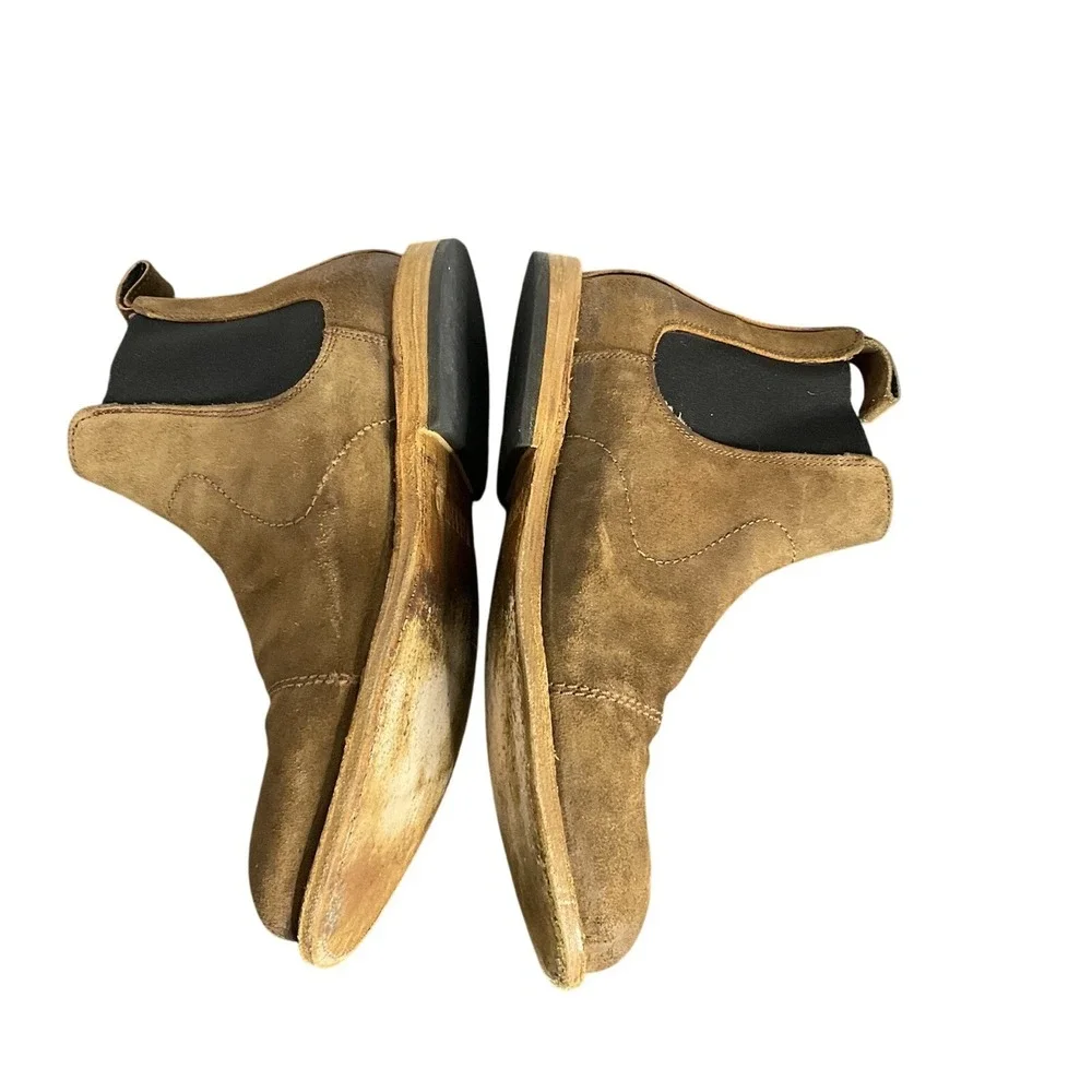Handmade Brown Suede Chelsea‎ Boots Cap Toe Ankle Boot Mens Size 8